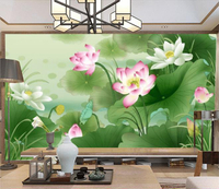 中式墻布5d立體壁畫8d荷花蓮花沙發客廳臥室電視背景墻紙3d壁紙