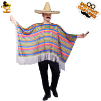 Jubah Mexico, untuk Lelaki dan Wanita, Sesuai untuk Cosplay Mexico, Kostum Pesta, Selendang Mexico S