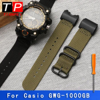 High Quality Nylon Watch Band For CASIO G-Shock Modified Big Mud King GWG-1000-1A/A3/1A1 GB/GG 24mm Black Green Canvas Strap