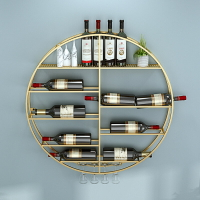 壁掛圓形置物架歐式懸掛酒櫃簡約鐵藝葡萄酒架家用墻上展示架