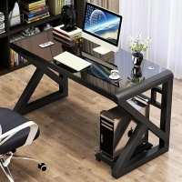 電腦台式桌 家用 簡約現代經濟型書桌 簡易鋼化玻璃電腦桌學習桌子 降價兩天