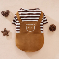 Small Dog Overalls Summer Bear Pomeranian Teddy Super Cute Clothes Spring And Autumn Fight Cat Cute Clothing Novelty Striped Pet
