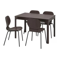 EKEDALEN/SIGTRYGG 餐桌附4張餐椅, 深棕色/深棕色 黑色, 120/180x80 公分