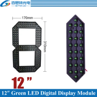 4pcs/lot 12" Green Color Outdoor 7 Seven Segment LED Digital Number Module for Gas Price LED Display module