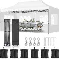 10x20 Duty Pop Up Canopy Tent with 6 Removable Sidewalls Easy Setup Commercial Outdoor Canopy Upgraded Waterproof Windproof