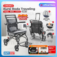 ONEMED - Kursi Roda TRAVEL PORTABLE Aluminium FS 800L | TRAVELLING - +Handle Smoky Grey, TANPA Tas