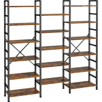 SUPERJARE Triple 6 Tier Bookshelf, Bookcase with 17 Open Display Shelves, Wide Book Shelf Book Case for Home &amp; Office,