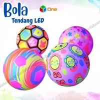 Mainan bola led bola karet ada lampu warna warni