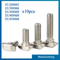10Pcs/lot Nickel Plated Steel M5 M6 M8 T Hammer Head Bolt Aluminum Connector Screws for EU20/ 30/ 40/4 5 Aluminum Profiles