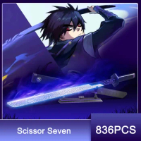 836PCS Anime Scissor Seven Assassin Blade Sword Building Blocks Ninja Knife Weapon Katana Glow At Night Assemble Bricks Toys Boy