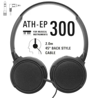 日本Audio-Technica鐵三角樂器專用開放型動圈式L型3.5mm監聽耳機ATH-EP300(耳罩可折水平)