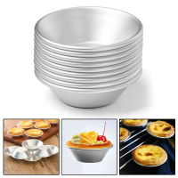 6 cái Bền Chảo nướng Khuôn bánh Tart trứng Tròn Nhỏ Khuôn nướng Bánh ngọt tráng miệng Hợp kim nhôm C