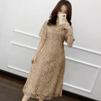 Dress wanita brukat korea style Good Quality / Gaun pesta natal wedding kondangan Formal Mewah Simpl