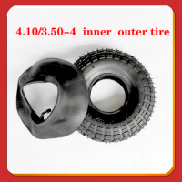 Electric Scooter Pneumatic Wheel Tire 4.10/3.50-4 Inner Outer Tyre 410/350-4 for Electric Scooter, Trolley Accessories