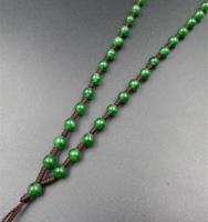 天然玉石 碧綠色6毫米圓珠項鏈繩翠玉和田玉掛件吊墜繩玉繩珠鏈繩