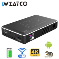 WZATCO P10-II LED DLP Projector Android WIFI Bluetooth Support 4k Full HD 1080P Home Theater Beamer Proyector 4100mAh Battery