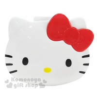 小禮堂 Hello Kitty 大臉造型塑膠耳機收納盒《白紅》置物盒.捲線器.銅板小物