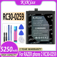 5250mAh KiKiss Rechargeable Battery RC30-0259 for RAZER Phone 2 Phone2 RC30-0259 1ICP4/69/81 Battery Batterok + Free Tools