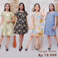 Daster Bali Piyama Motif Flamingo Rabbit Monstera Tropical Coral Fit Rayon Tidur Dewasa Santai Wanit
