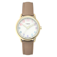 【TIMEX】天美時 Easy Reader 30毫米金色錶殼 環保永續錶帶手錶 白x裸膚 TXTW2W32400