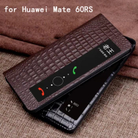 New Arrival Genuine Leather Case for Huawei Mate 60RS Smart Phone Funda for Huawei Mate 60 RS Coque Capa Flip Cover mate60rs bag