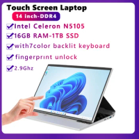 2 In-1 Laptop 14-Inch Portable Touchscreen 360 Laptop DDR4 16GB RAM 1TB SSD Backlit Foldable Laptop Fingerprint Unlocking Win 10