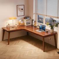 電腦桌 辦公桌 實木轉角電腦桌臺式L型家用辦公桌子臥室簡約拐角學習書桌椅組合