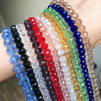 Manik manik kaca austria kristal ceko 8mm 1renteng bentuk bersegi banyak pilihan warna bahan gelang