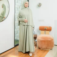Lozy Hijab - Hafisa Abaya Set (Abaya Gamis Set Khimar Haji dan Umrah Bahan Jersey) Set Matcha