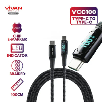 Vivan Display Cable USB C To Type C 100W 5A VCC100 1M Smart Digital LED VCC