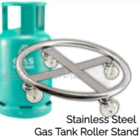 Metallogy Heavy Duty Thick 4 Wheel Stainless Steel Gas Tank Roller Stand/ Nylon Gas Roller Base/ Rod