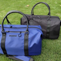 DEZENS Black/Blue Canvas waterproof Golf Boston Bag