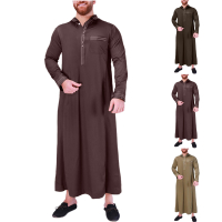 Lelaki Muslim berdiri kolar satu warna tengah Arab panjang etnik a jubah parti pakaian lelaki