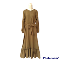 HC Original Gamis Muslim Polos ITY Crepe Premium Rempel Bawah dengan Resleting Depan dan Lengan Kare