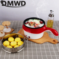 DMWD Multifunction Electric Double Layer Hotpot Mini Noodle Cooker Non-stick Skillet Eggs Soup Cooking Pot Rice Food Steamer Pan