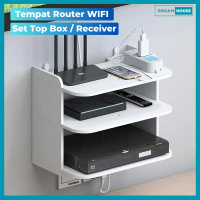 Rak Gantung Dinding Set Top Box Receiver DVD Modem Tempat Penyimpanan Wifi  Router 3 Susun Tempel Se