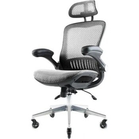 Nouhaus ErgoFlip Mesh Computer Chair - Grey Rolling Desk Chair with Retractable Armrest and Blade Wheels Ergonomic Office Chair,