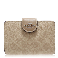 COACH 經典 PVC / CORNER / 拉鏈中夾(沙黃奶)