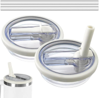 2 Pack Flip Straw Leak Proof Lid สำหรับ Stanley 40 Oz Tumbler Quencher - 40 Oz Reusable Spill Proof
