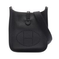 【二手名牌BRAND OFF】HERMES 愛馬仕 黑色 TC皮革 Evelyne TPM Amazone 肩背包 W刻