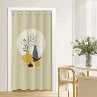 Ins Style Half-shade Door Curtain Nordic Printed Doorway Curtain for Protect Privacy Bedroom Dusproof Closet Curtain with Rod