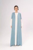 Demure & Co DEMURE&CO - DESSENTIALS JANA OPEN ABAYA IN LIGHT BLUE - DAILY WEAR ABAYA