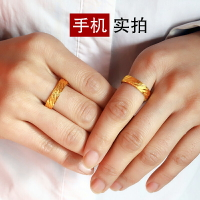 沙金日式輕奢戒指男網紅正品越南鍍24K999黃金指環女小眾設計尾戒