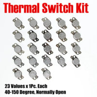 PHISCALE Metal Thermostat Kit 23Values x 1Pc 40-150 Degree Normally Open KSD301 250V AC 10A For Maintenance