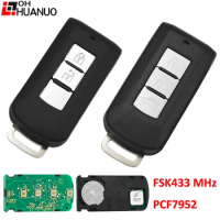 2 Button 3 Buttons Smart Remote key Fob FSK433MHz PCF7952 Chip For Mitsubishi (With Emergency Key)