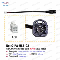 4 Pin USB Cable Android Head Unit Wiring Harness Socket Adapter for Peugeot 308 408 508 VW Jetta Greatwall Power Haval F7 H7