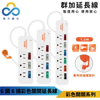 群加 PowerSync  彩色開關防雷擊延長線-白色 三開三插/四開四/插六開六插-TS3C9012