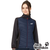 【Jack wolfskin 飛狼】女 輕量異材質拼接 抗風防潑水化纖保暖外套『深藍』