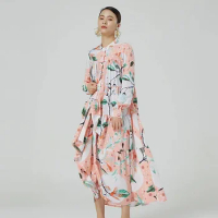 XITAO Pleated Dress Fashion New Women Pullover Pocket Pleated Hem 2024 Spring Minority Elegant Dress Top WMD3220