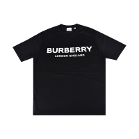 BURBERRY HORSEFERRY 字母LOGO印花純棉寬鬆圓領短袖T恤(女款/黑)